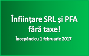 Taxe eliminate pentru SRL si PFA