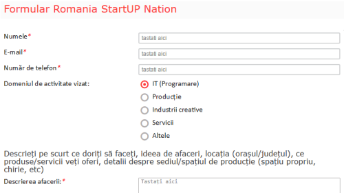 Formular Romania Startup Nation