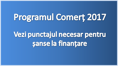 Vrei să primești 55000 euro prin programul Comerț 2017? Vezi aici punctajul necesar pentru șanse reale! Activitățile de comerț au șanse extrem de mici, spre nule!
