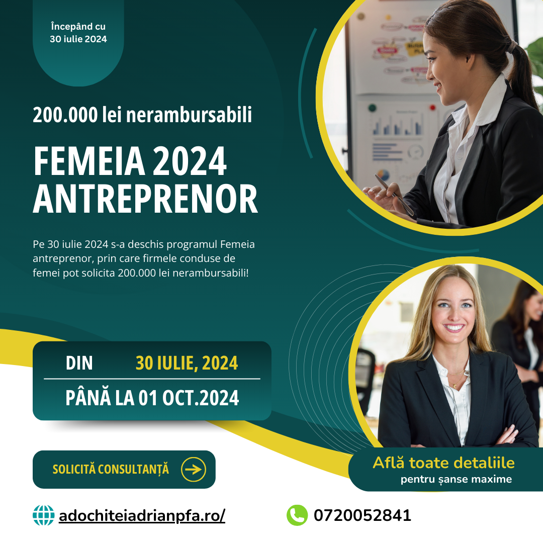 7 condiții pentru șanse reale pe „Femeia antreprenor 2024”
